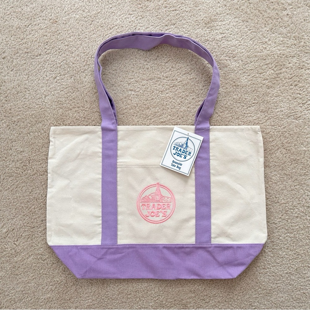 Trader Joe’s Large Lavender / Purple Canvas Tote Bag